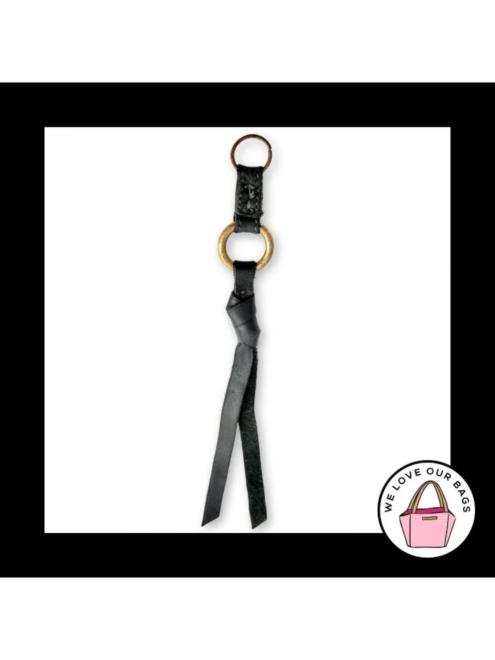 COACH ZIPPER PULL Black Tassel Leather Replacement Bag Purse Hang Tag Charm Fob